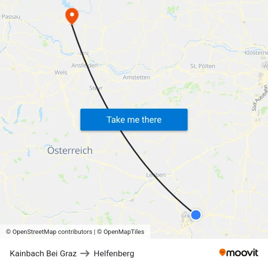 Kainbach Bei Graz to Helfenberg map