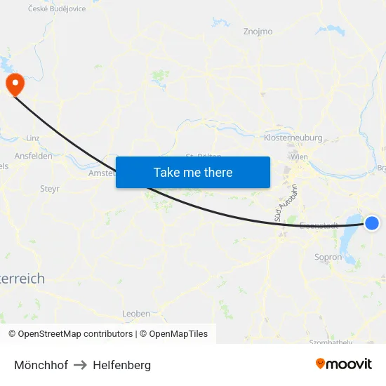 Mönchhof to Helfenberg map
