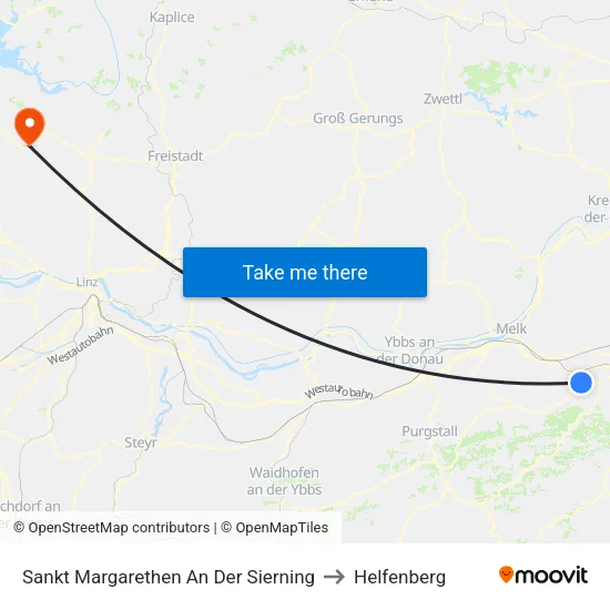 Sankt Margarethen An Der Sierning to Helfenberg map