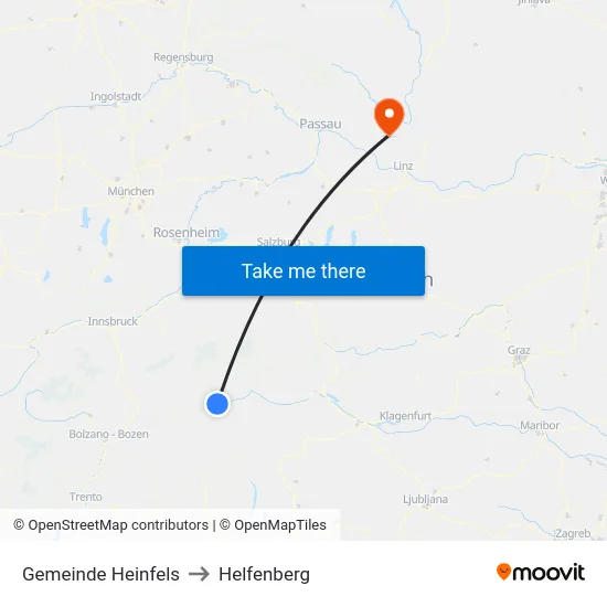 Gemeinde Heinfels to Helfenberg map