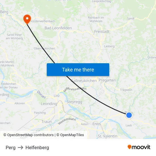 Perg to Helfenberg map