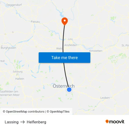 Lassing to Helfenberg map