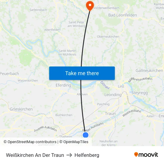 Weißkirchen An Der Traun to Helfenberg map