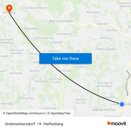 Unterweitersdorf to Helfenberg map