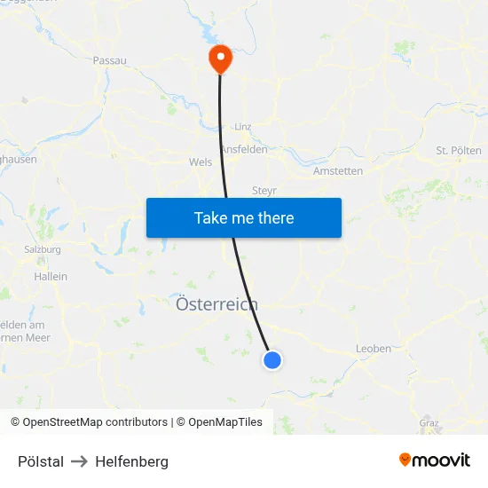 Pölstal to Helfenberg map