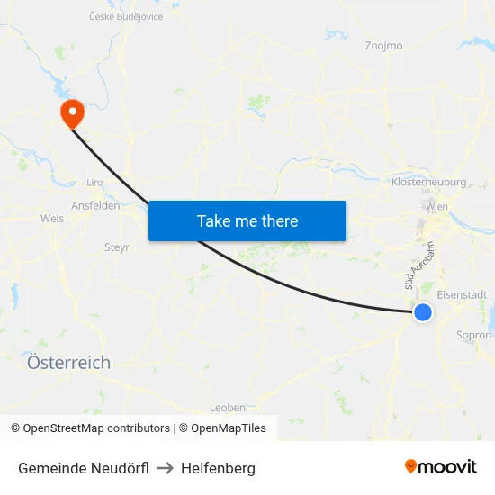 Gemeinde Neudörfl to Helfenberg map