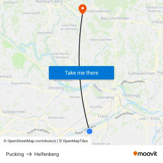 Pucking to Helfenberg map