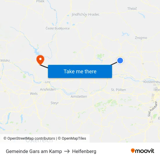 Gemeinde Gars am Kamp to Helfenberg map