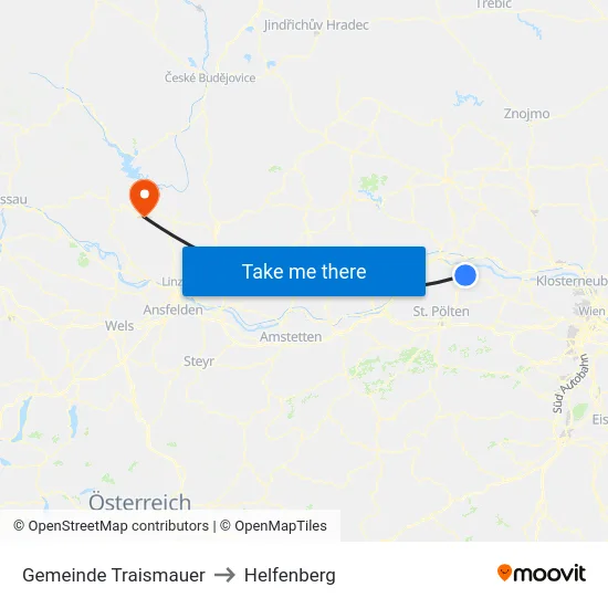 Gemeinde Traismauer to Helfenberg map