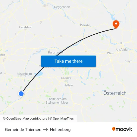 Gemeinde Thiersee to Helfenberg map