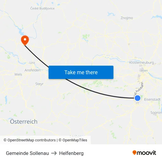 Gemeinde Sollenau to Helfenberg map