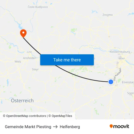 Gemeinde Markt Piesting to Helfenberg map