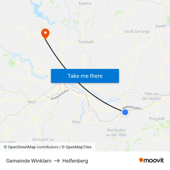Gemeinde Winklarn to Helfenberg map