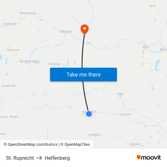 St. Ruprecht to Helfenberg map