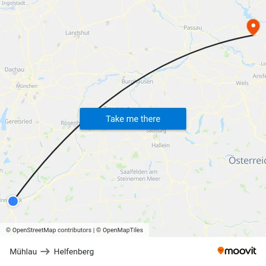Mühlau to Helfenberg map