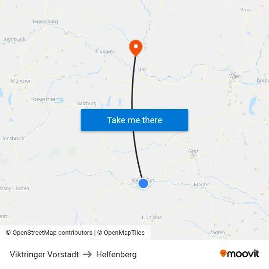 Viktringer Vorstadt to Helfenberg map