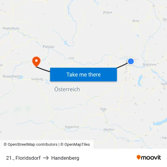 21., Floridsdorf to Handenberg map