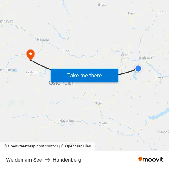 Weiden am See to Handenberg map
