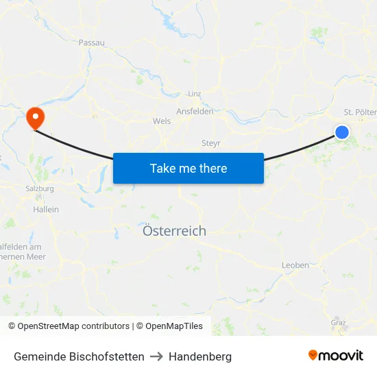 Gemeinde Bischofstetten to Handenberg map