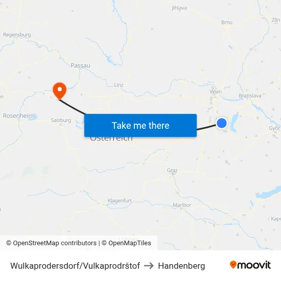 Wulkaprodersdorf/Vulkaprodrštof to Handenberg map