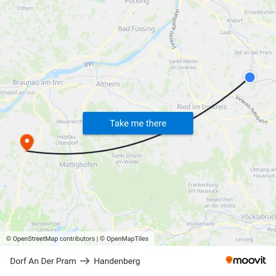 Dorf An Der Pram to Handenberg map