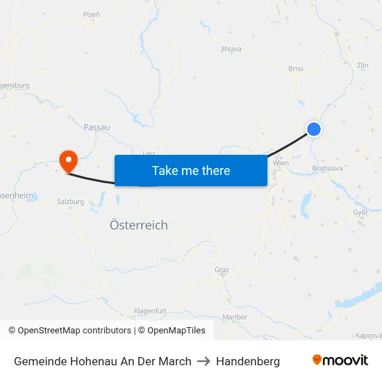 Gemeinde Hohenau An Der March to Handenberg map