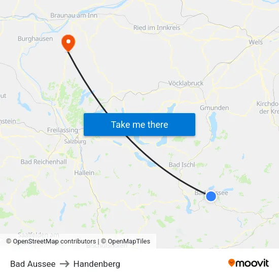 Bad Aussee to Handenberg map