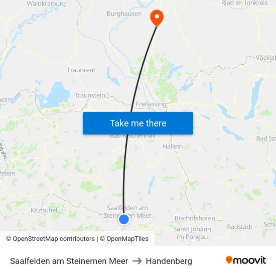 Saalfelden am Steinernen Meer to Handenberg map