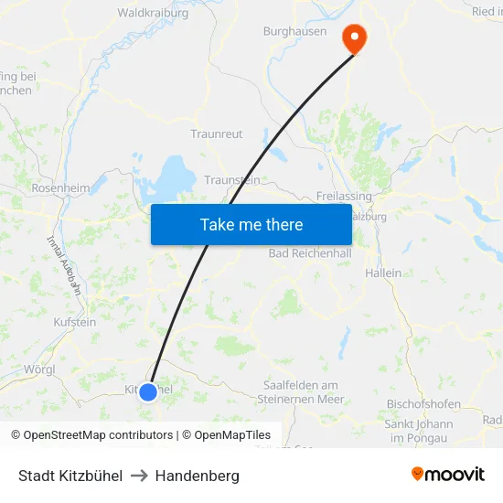 Stadt Kitzbühel to Handenberg map