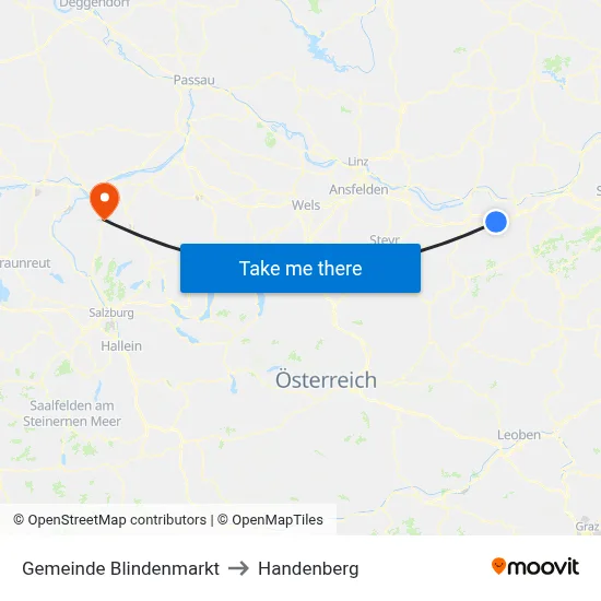 Gemeinde Blindenmarkt to Handenberg map