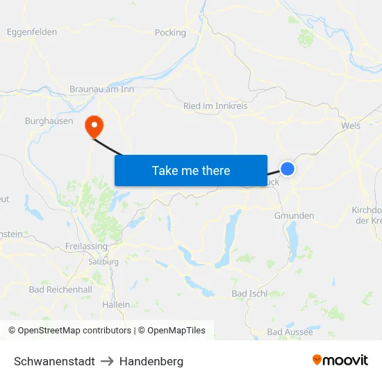 Schwanenstadt to Handenberg map