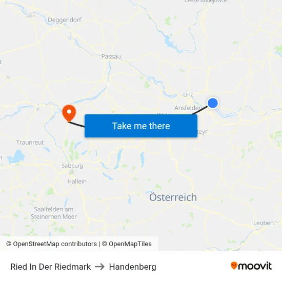 Ried In Der Riedmark to Handenberg map