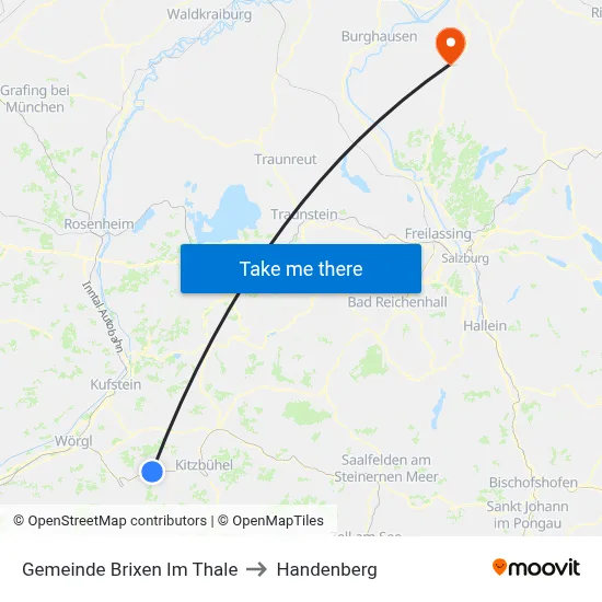 Gemeinde Brixen Im Thale to Handenberg map