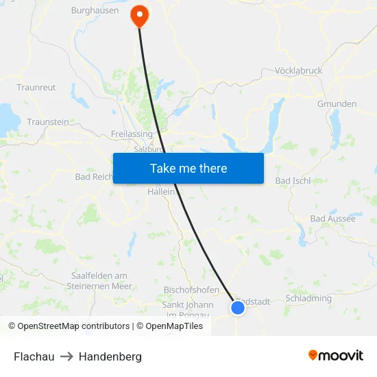 Flachau to Handenberg map
