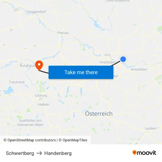 Schwertberg to Handenberg map