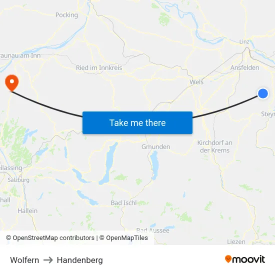 Wolfern to Handenberg map