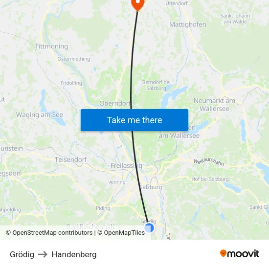 Grödig to Handenberg map