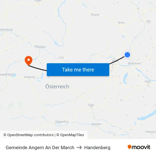 Gemeinde Angern An Der March to Handenberg map