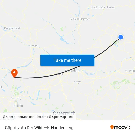 Göpfritz An Der Wild to Handenberg map