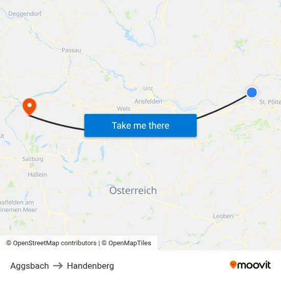 Aggsbach to Handenberg map