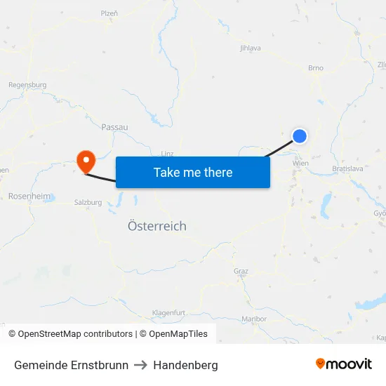 Gemeinde Ernstbrunn to Handenberg map