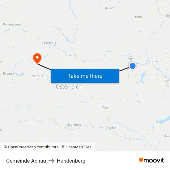 Gemeinde Achau to Handenberg map