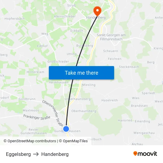 Eggelsberg to Handenberg map