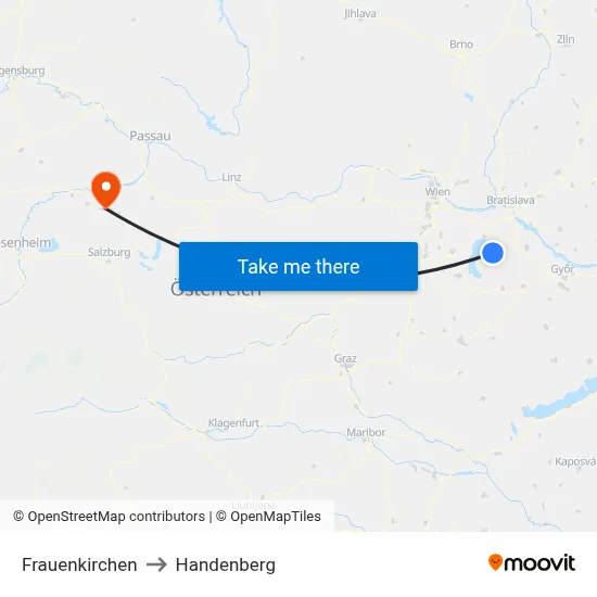 Frauenkirchen to Handenberg map
