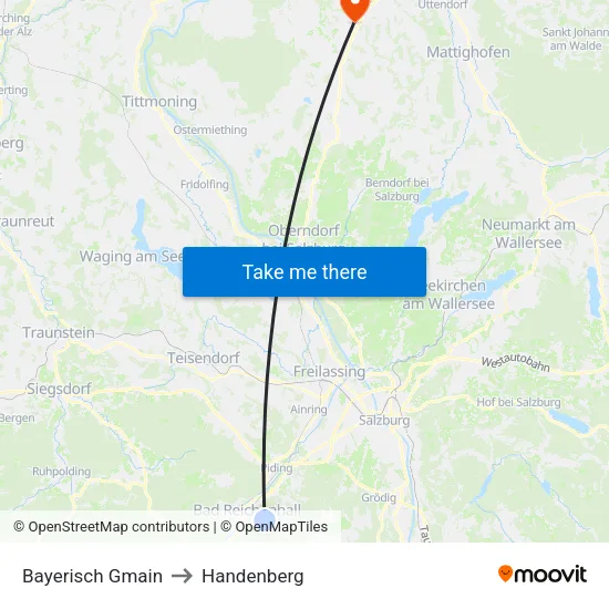 Bayerisch Gmain to Handenberg map
