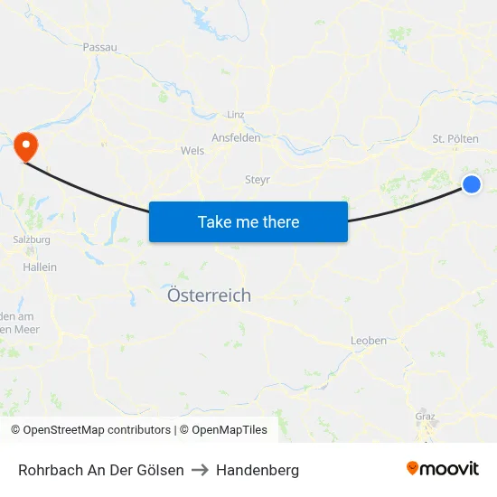 Rohrbach An Der Gölsen to Handenberg map