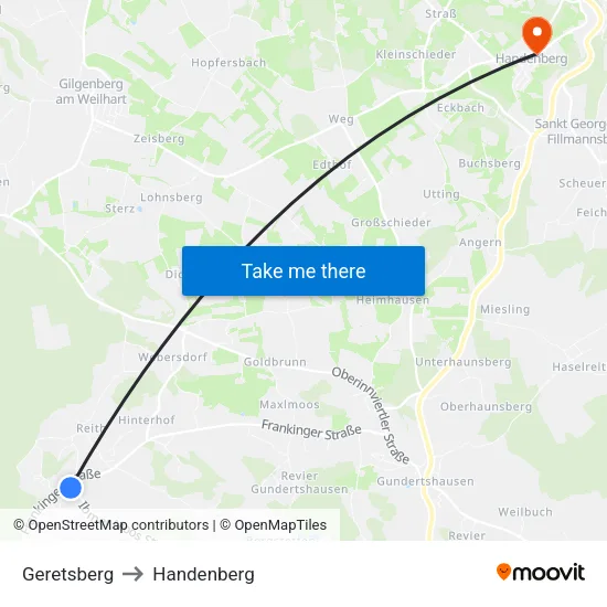 Geretsberg to Handenberg map
