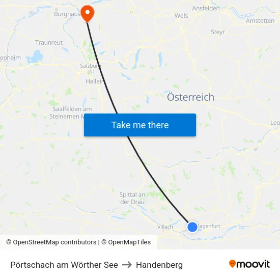 Pörtschach am Wörther See to Handenberg map