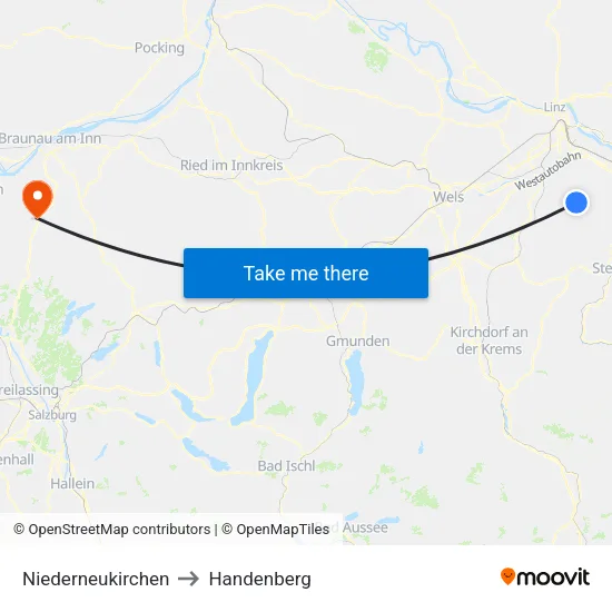 Niederneukirchen to Handenberg map