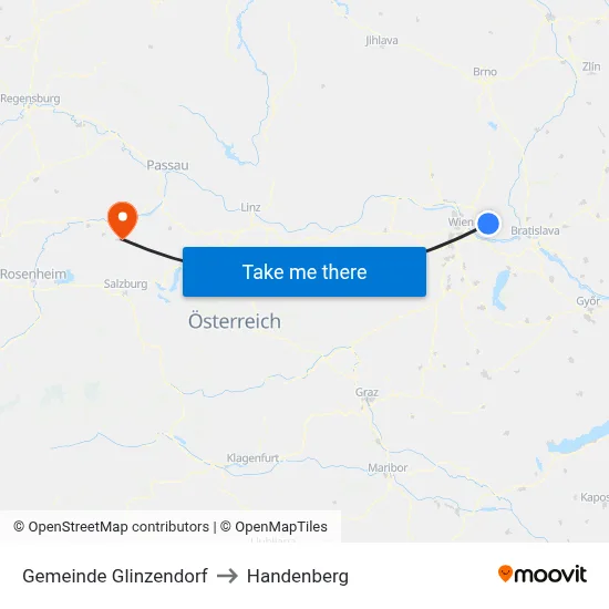 Gemeinde Glinzendorf to Handenberg map